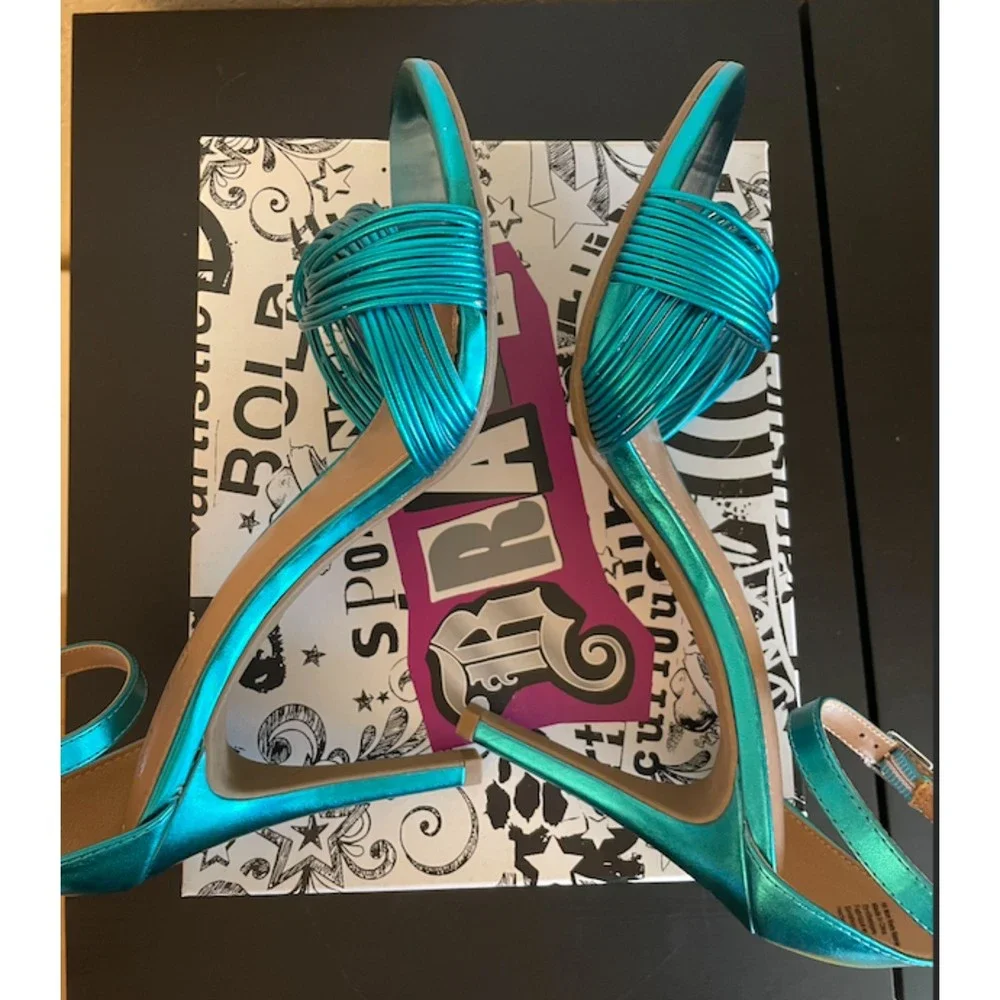 NEW -Brash Metallic Turquoise Blue Odessa Heels - Sz 9.5 - Picture 7 of 11